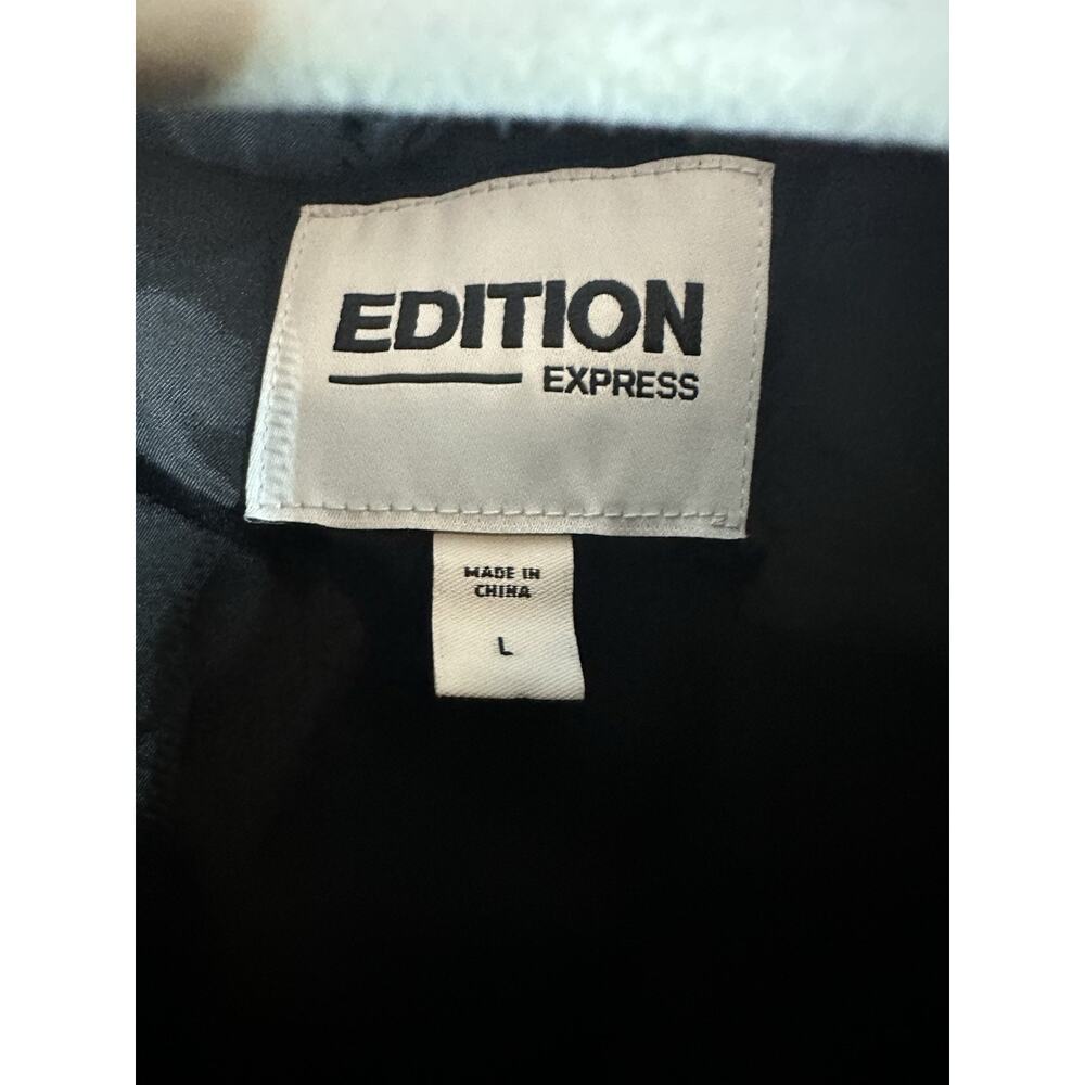 Express Edition Black Velvet Velour Belted Puffer Jacket Size Large - Picture 3 of 7